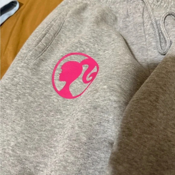 Barbie Light Gray Joggers with Pink Logo - Picture 3 of 6